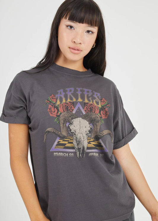 TOPS - GIRL DANGEROUS - Aries Band BF Tee - paulcmcbride