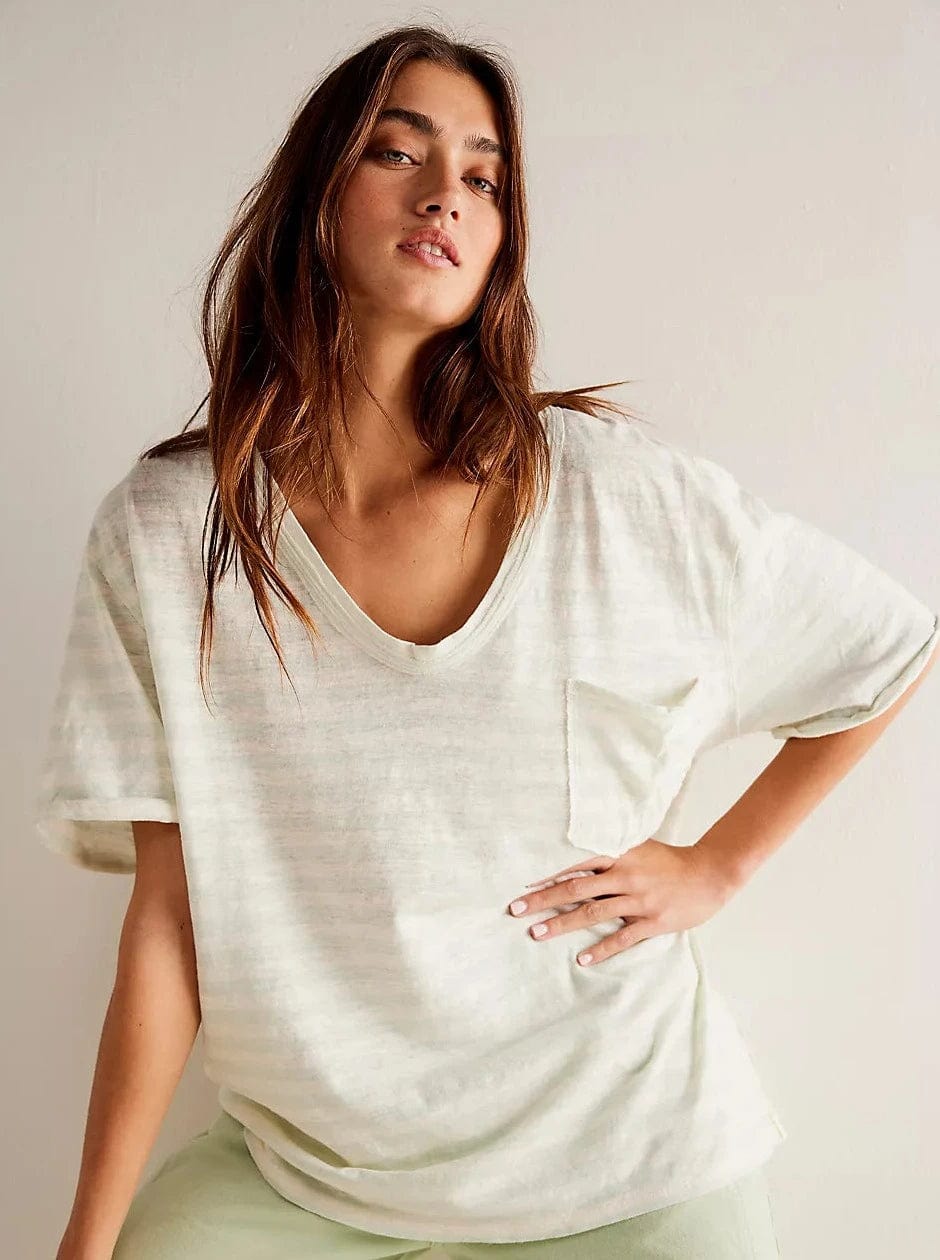 TOPS - FREE PEOPLE - Stripe All I Need Tee - paulcmcbride