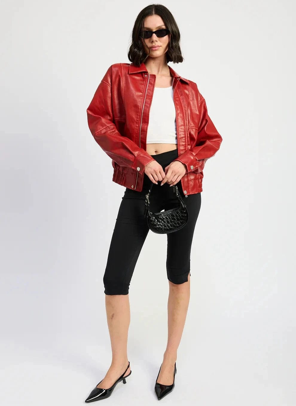 EMORY PARK OUTERWEAR Vintage Effect Vegan Leather Bomber