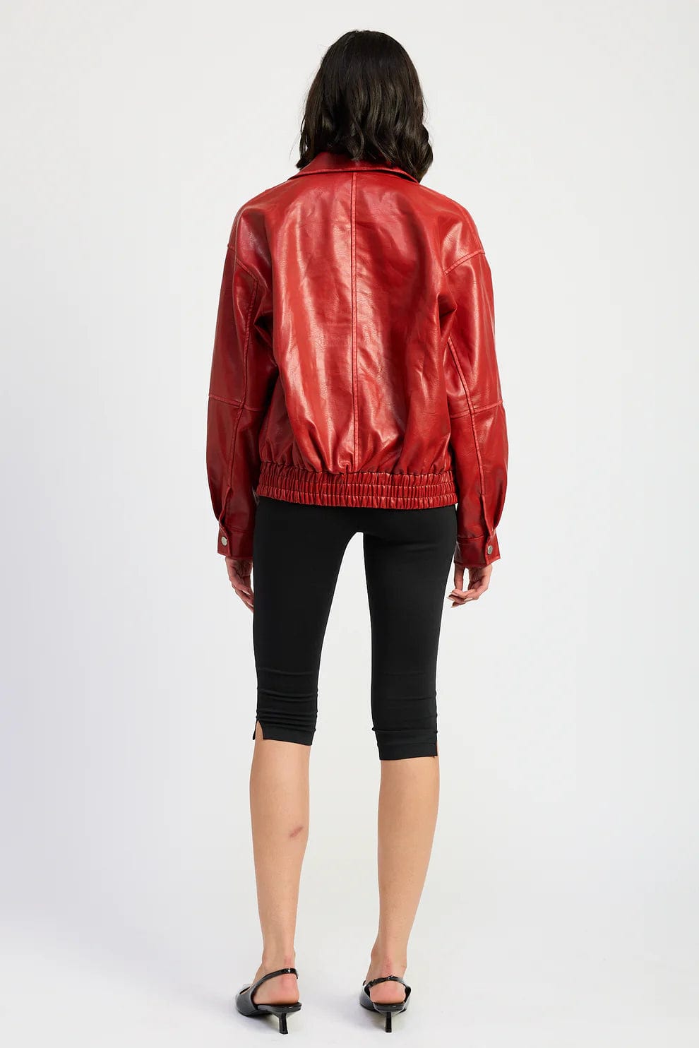 EMORY PARK OUTERWEAR Vintage Effect Vegan Leather Bomber