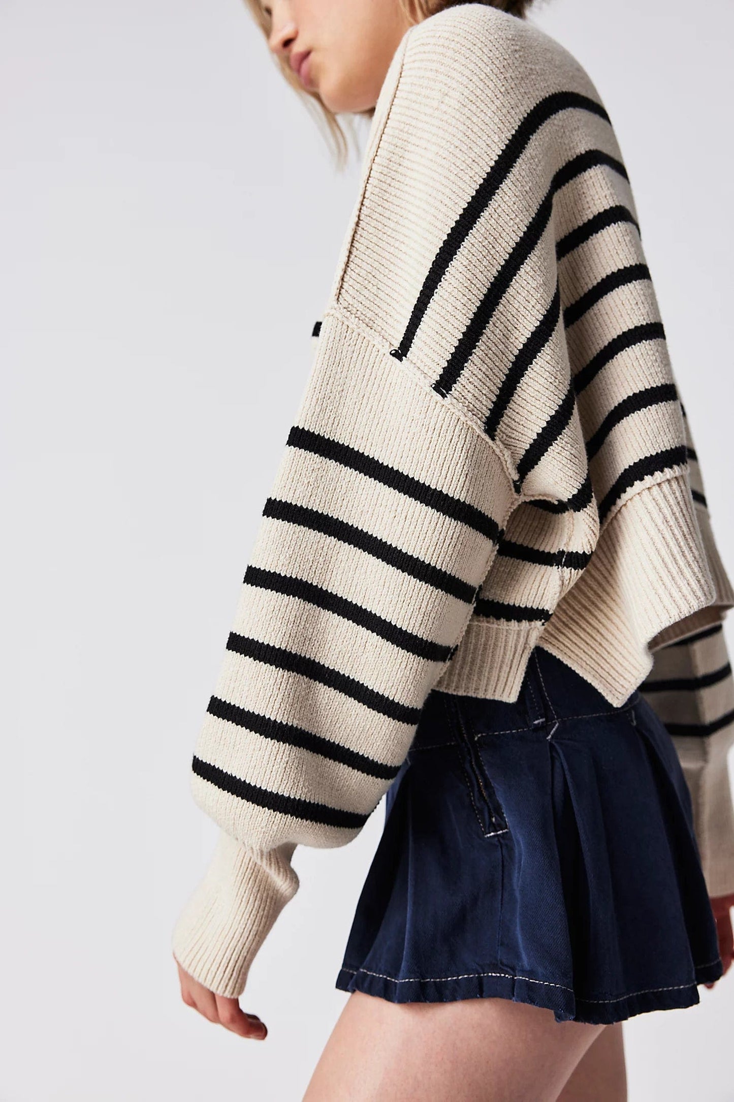 Sweater - FREE PEOPLE - Stripe Easy Street Crop Pullover - paulcmcbride