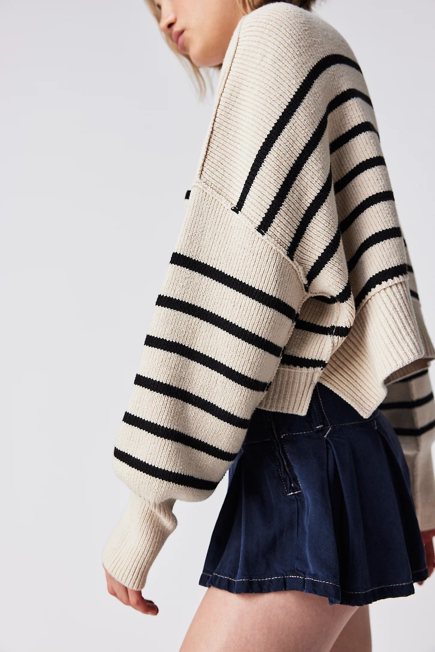 Sweater - FREE PEOPLE - Stripe Easy Street Crop Pullover - paulcmcbride