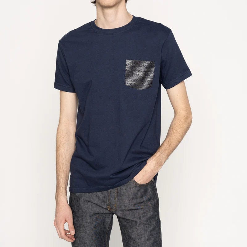 m tops - NAKED & FAMOUS - Pocket Tee - Slub Sashiko Denim - paulcmcbride